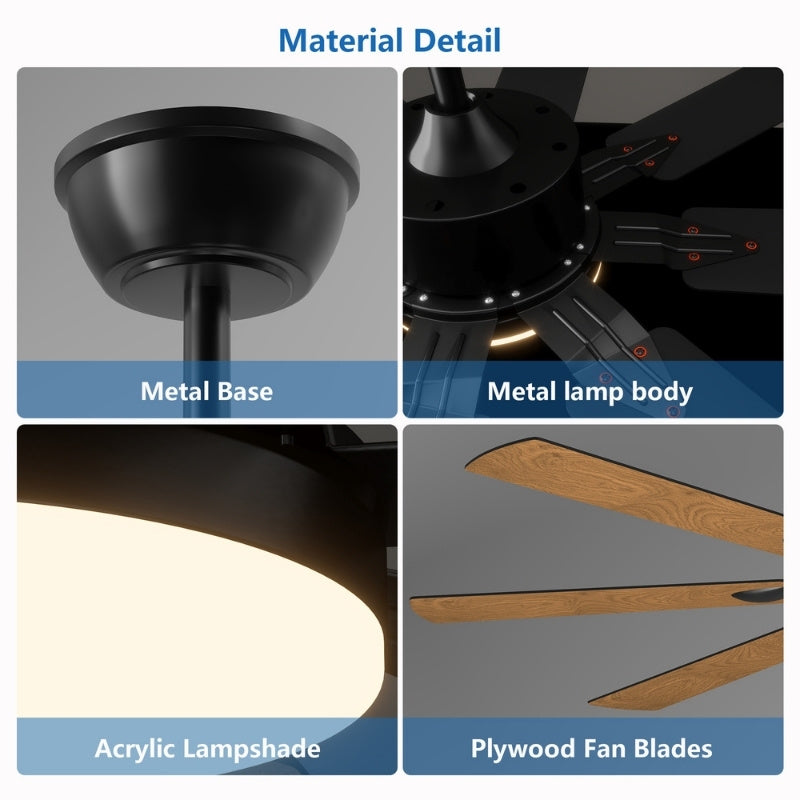Black Windmill Ceiling Fan with LED Light & Remote Control
