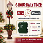 Pre-Lit Christmas Lamp Post Urn Decorations - Set of 2