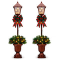 Pre-Lit Christmas Lamp Post Urn Decorations - Set of 2