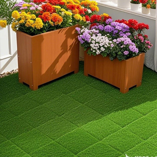 36 Pcs Premium Interlocking Artificial Grass Tiles (11.8" x 11.8" x 0.8")