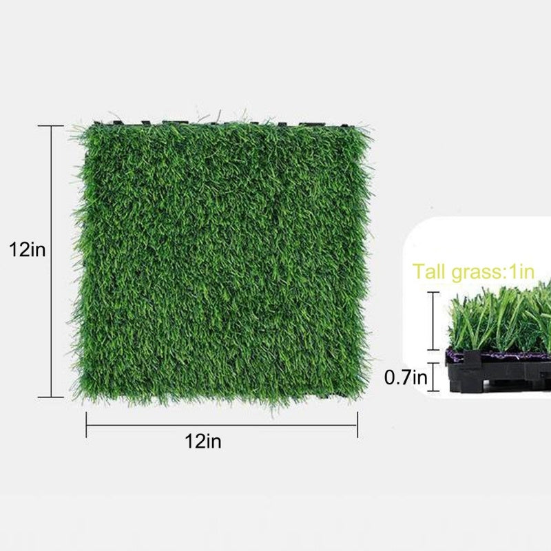 36 Pcs Premium Interlocking Artificial Grass Tiles (11.8" x 11.8" x 0.8")