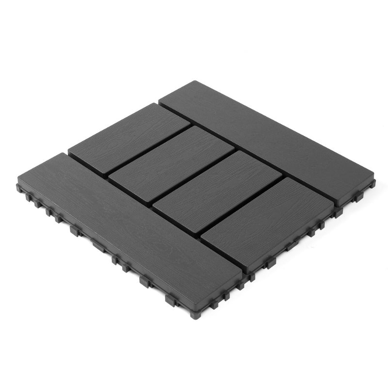 44 Pcs Premium Interlocking Deck Tiles (11.8" x 11.8" x 0.8") - Black
