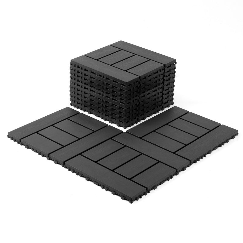 44 Pcs Premium Interlocking Deck Tiles (11.8" x 11.8" x 0.8") - Black