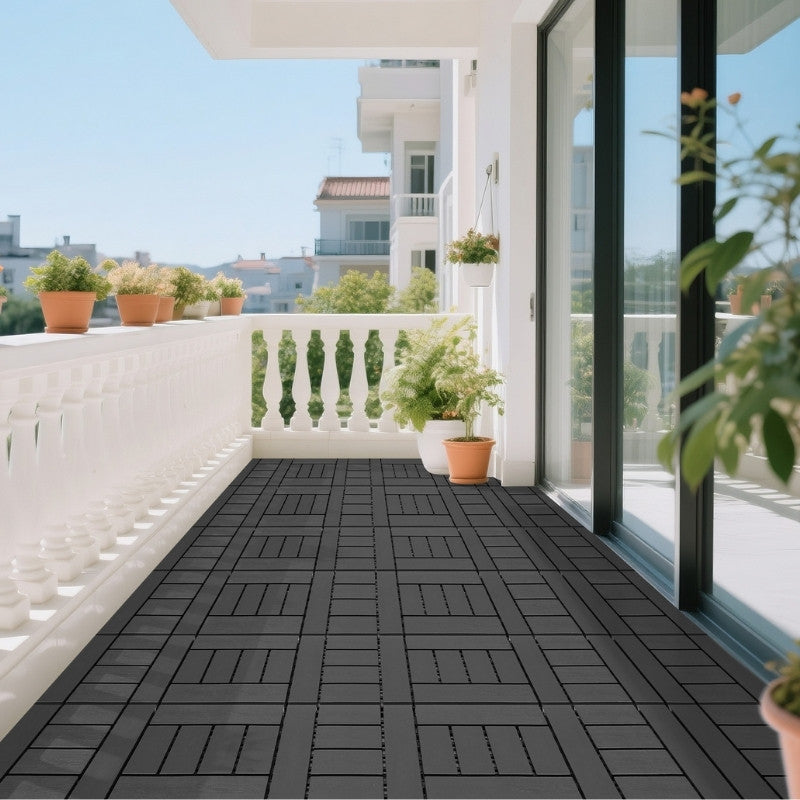 44 Pcs Premium Interlocking Deck Tiles (11.8" x 11.8" x 0.8") - Black