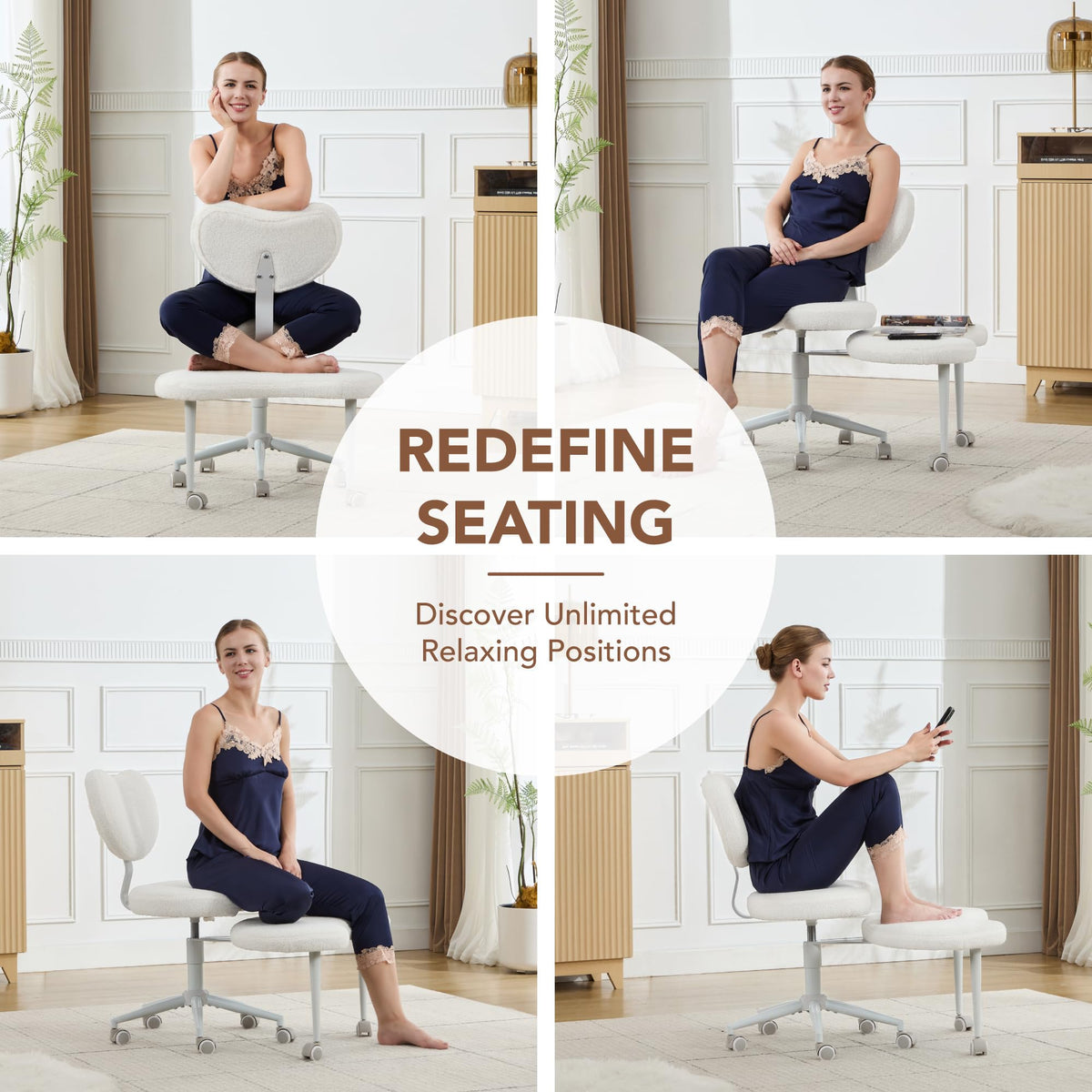 Modernein Ergonomic Cross Legged Swivel Chair