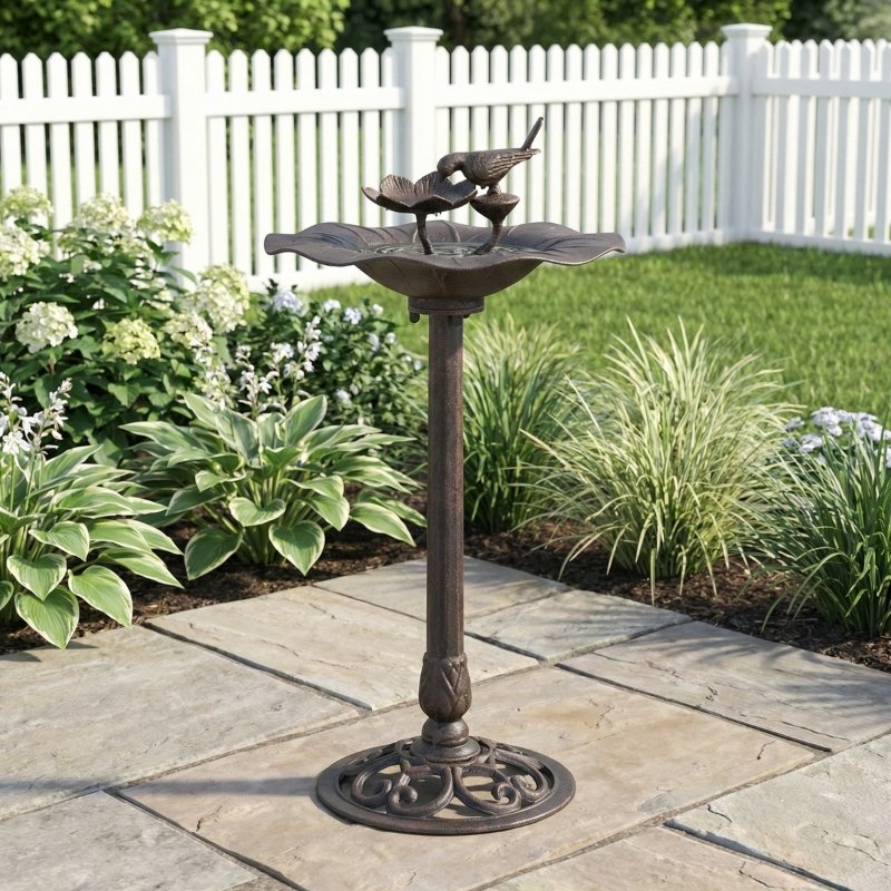 Meadow Song Garden Bird Bath - 34.25”H