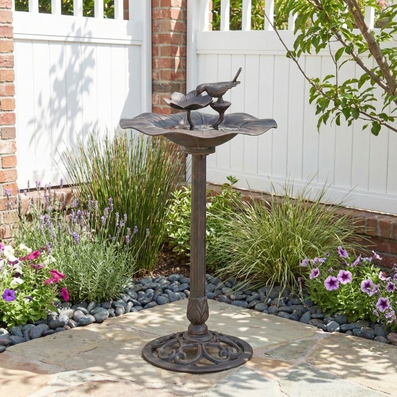 Meadow Song Garden Bird Bath - 34.25”H