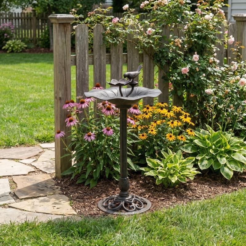 Meadow Song Garden Bird Bath - 34.25”H