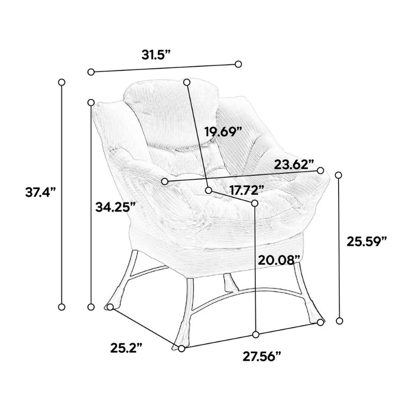 Modern Plush Accent Chair & Ottoman