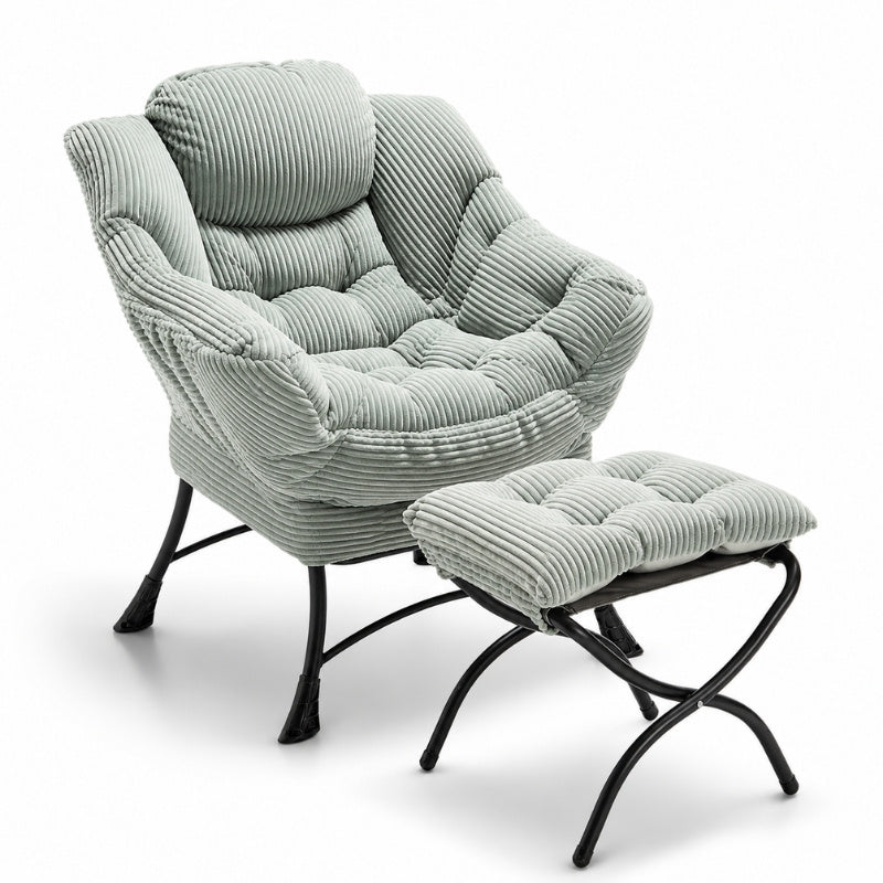 Modern Plush Accent Chair & Ottoman