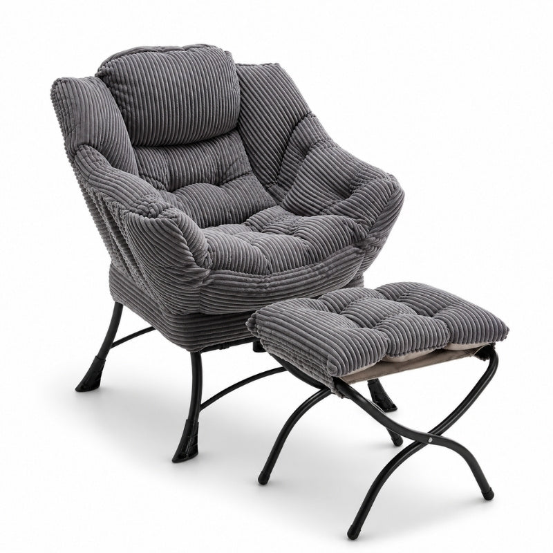 Modern Plush Accent Chair & Ottoman