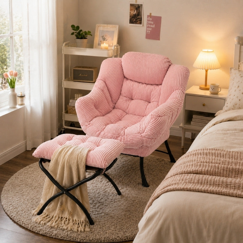 Modern Plush Accent Chair & Ottoman