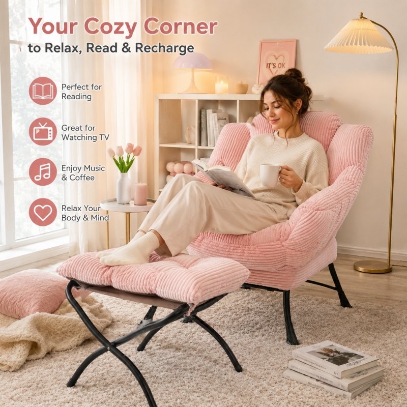 Modern Plush Accent Chair & Ottoman