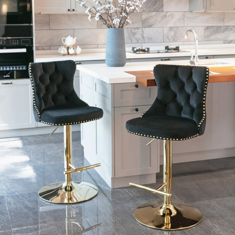 Modern Upholstered Adjusatble Swivel Barstools