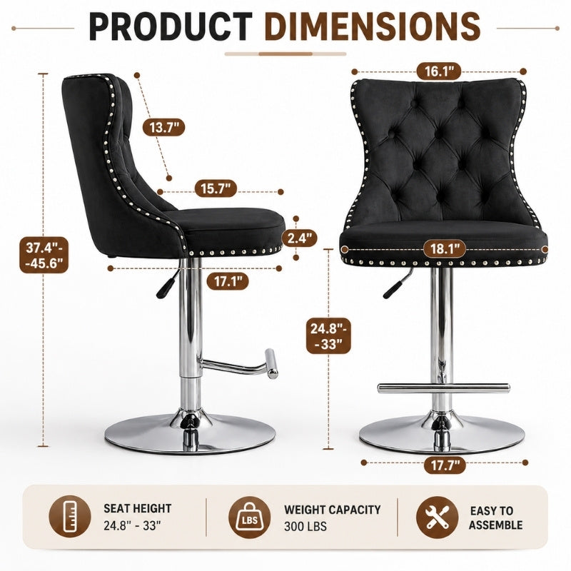 Modern Upholstered Adjusatble Swivel Barstools