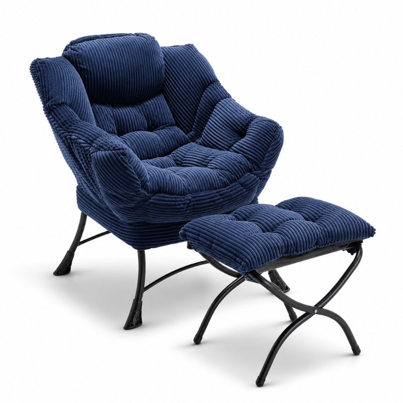 Modern Plush Accent Chair & Ottoman