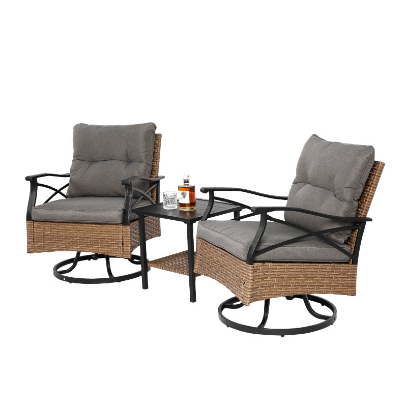 Modernein 3-Piece Patio Swivel Rocker Chair Set
