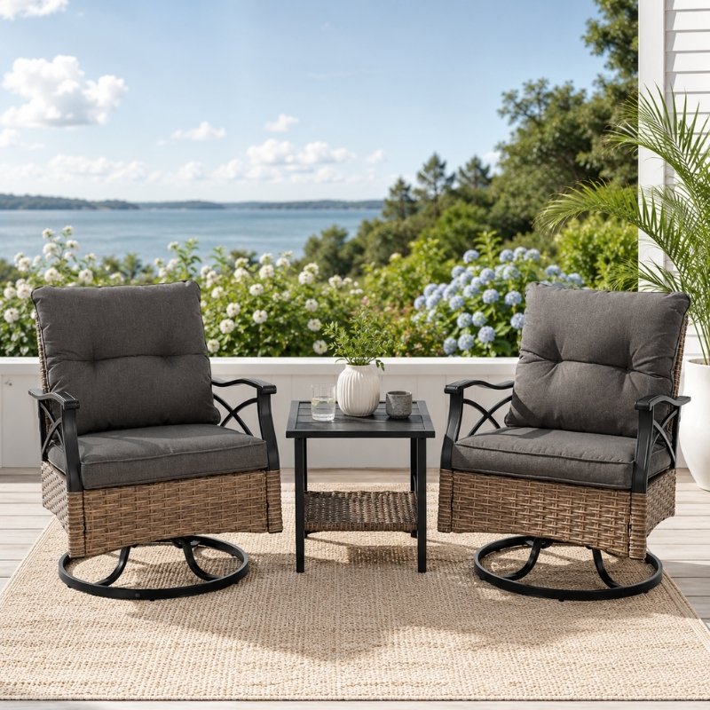 Modernein 3-Piece Patio Swivel Rocker Chair Set
