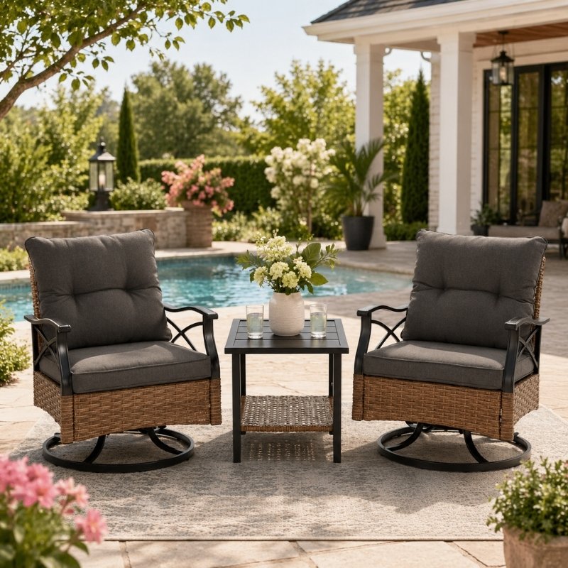 Modernein 3-Piece Patio Swivel Rocker Chair Set