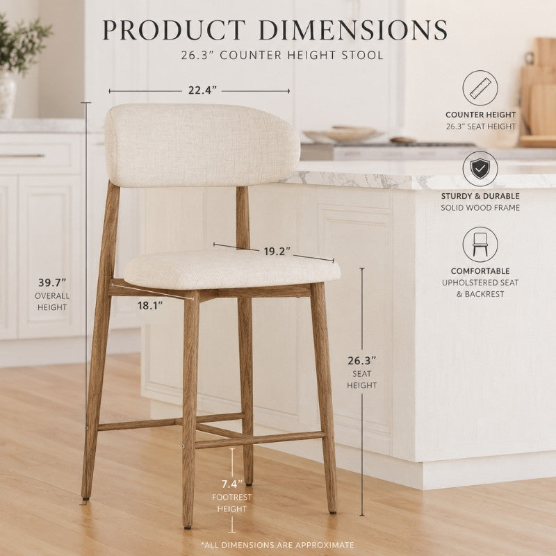 Modernein Upholstered Counter Stool