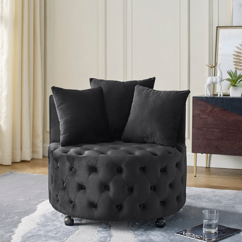 Noir Haven Tufted Swivel Chair
