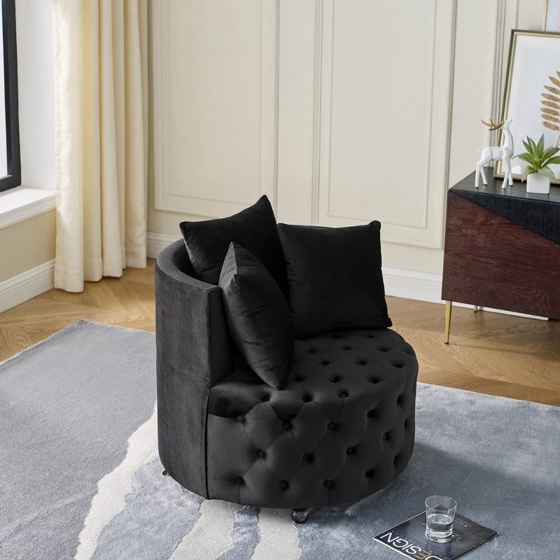 Noir Haven Tufted Swivel Chair