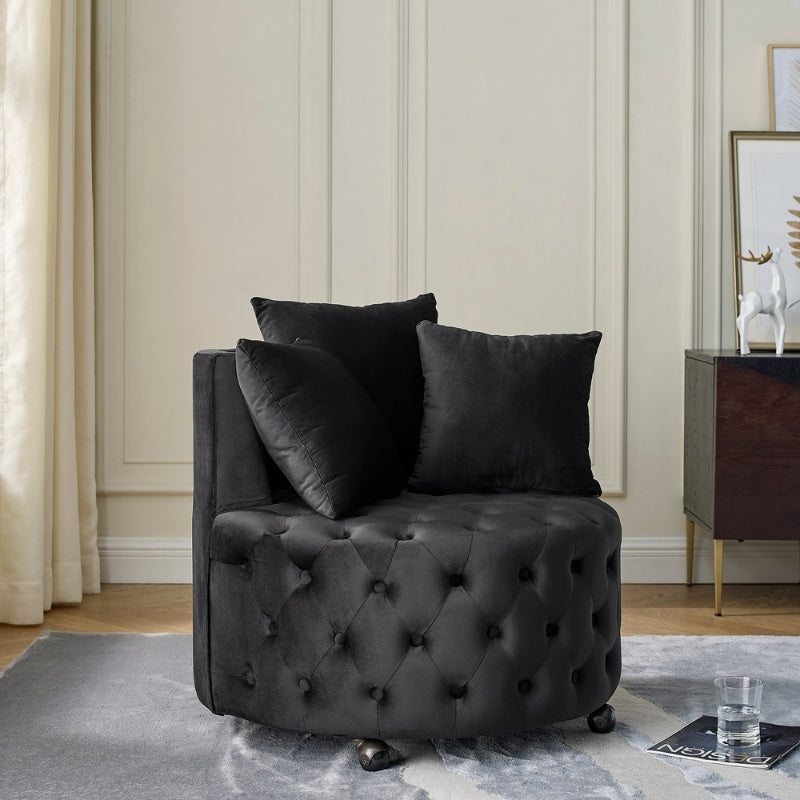 Noir Haven Tufted Swivel Chair