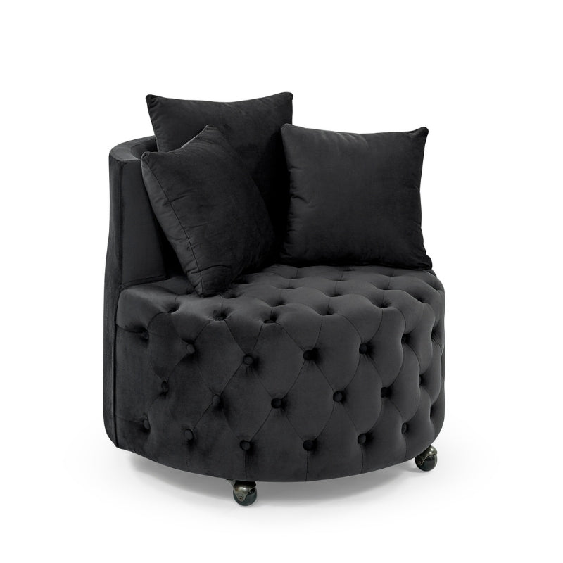 Noir Haven Tufted Swivel Chair