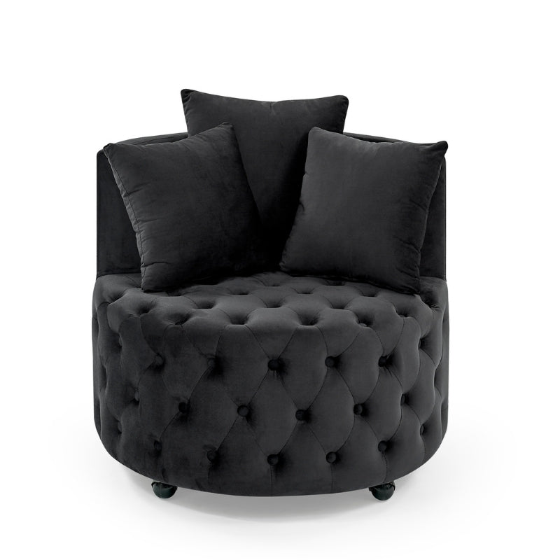 Noir Haven Tufted Swivel Chair