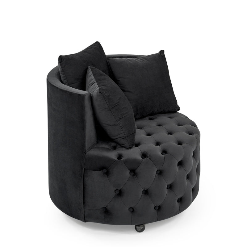 Noir Haven Tufted Swivel Chair