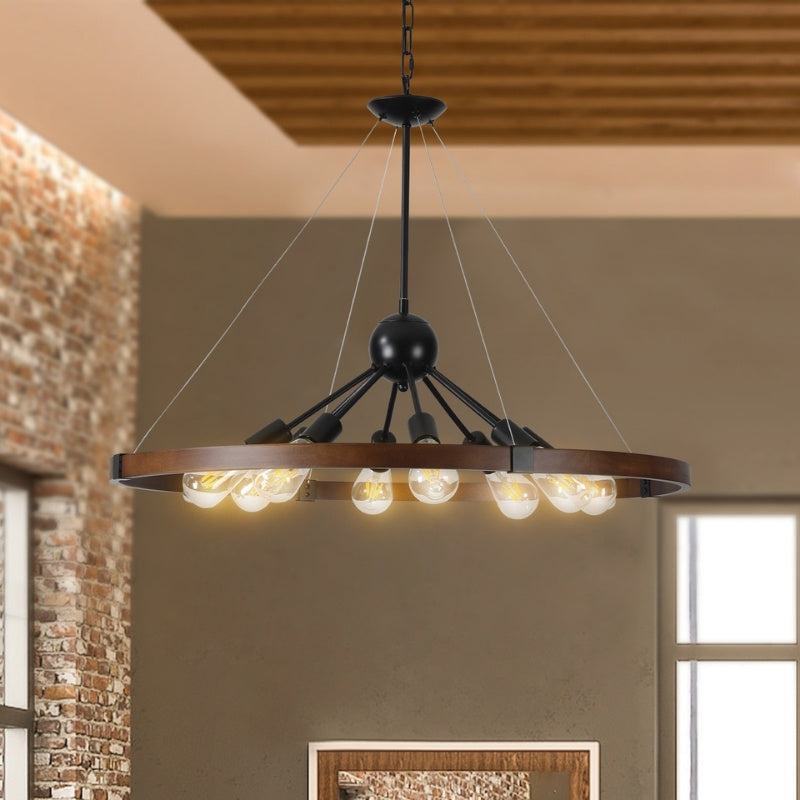 32" Rustic Farmhouse 8-Light  Pendant Lights