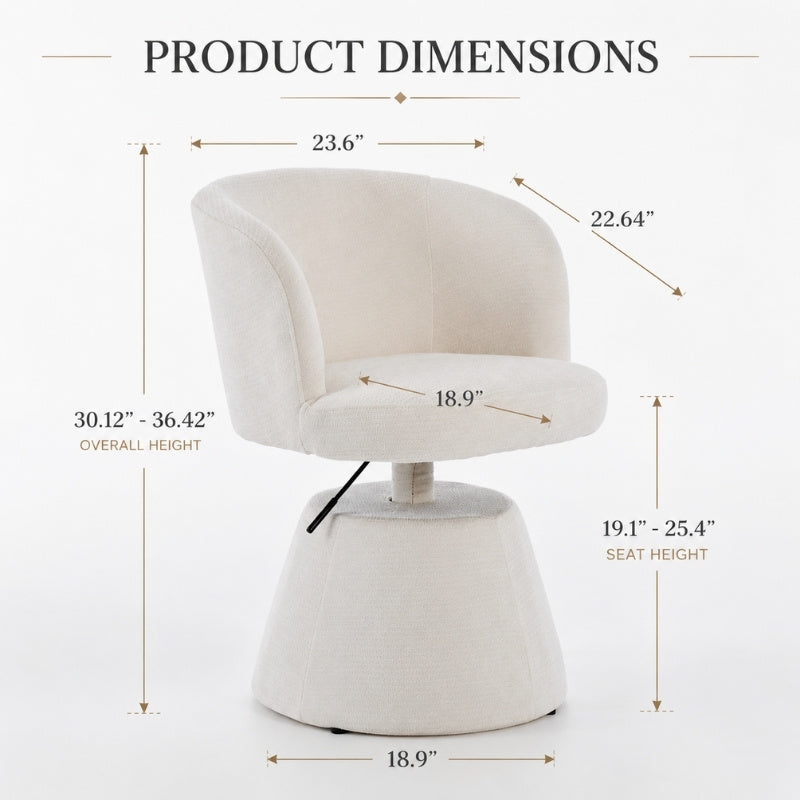 Beige Chenille Swivel Bar Stool