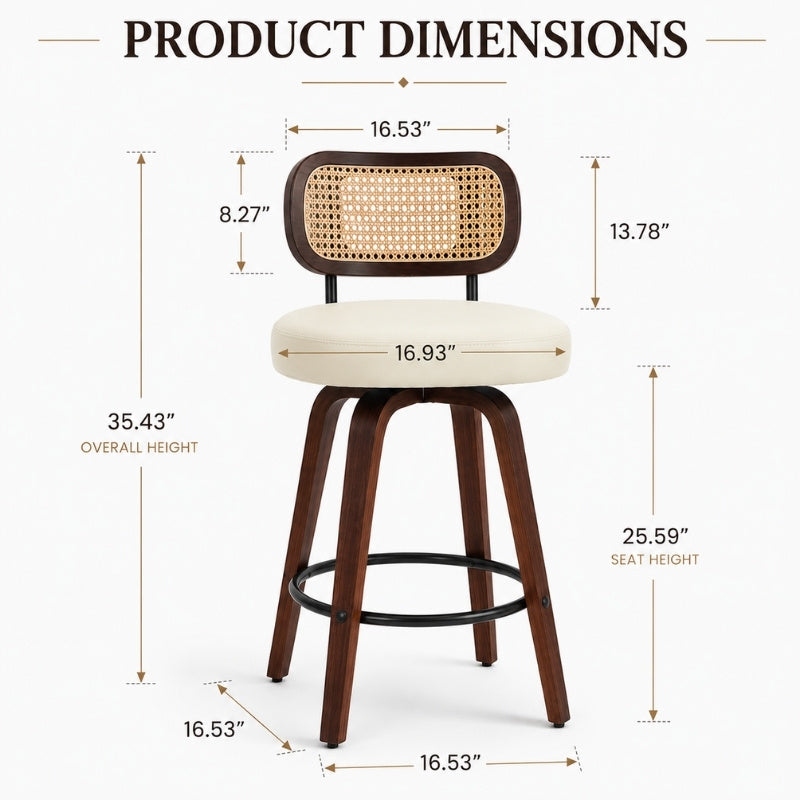Rattan Counter Height Bar Stools Set of 3