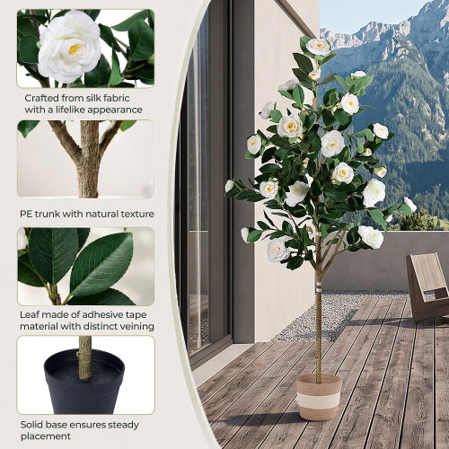 5-Foot Artificial Camellia Tree with Lifelike Blooms - product image 5