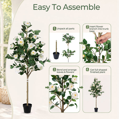 5-Foot Artificial Camellia Tree with Lifelike Blooms - product image 4