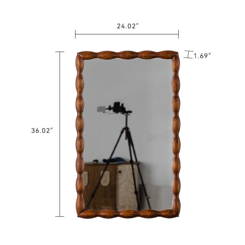 Mid-Century Modern Swirl Wood Frame Mirror