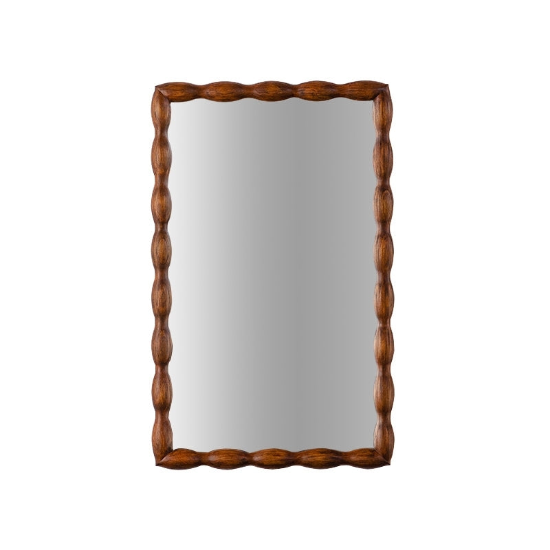 Mid-Century Modern Swirl Wood Frame Mirror