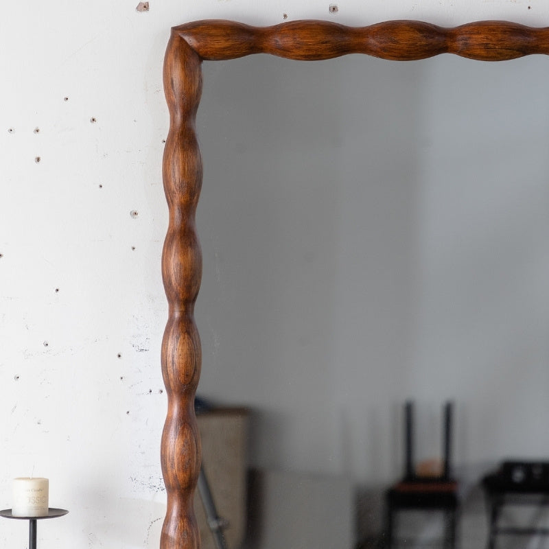 Mid-Century Modern Swirl Wood Frame Mirror