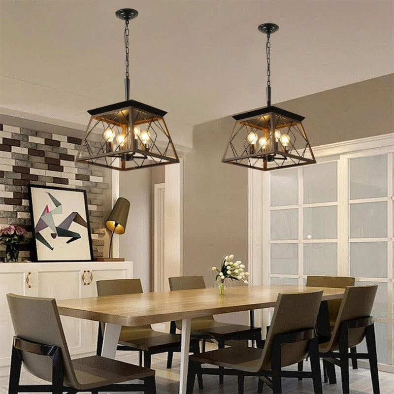 Modern Farmhouse 4-Light Metal Square Pendant Light
