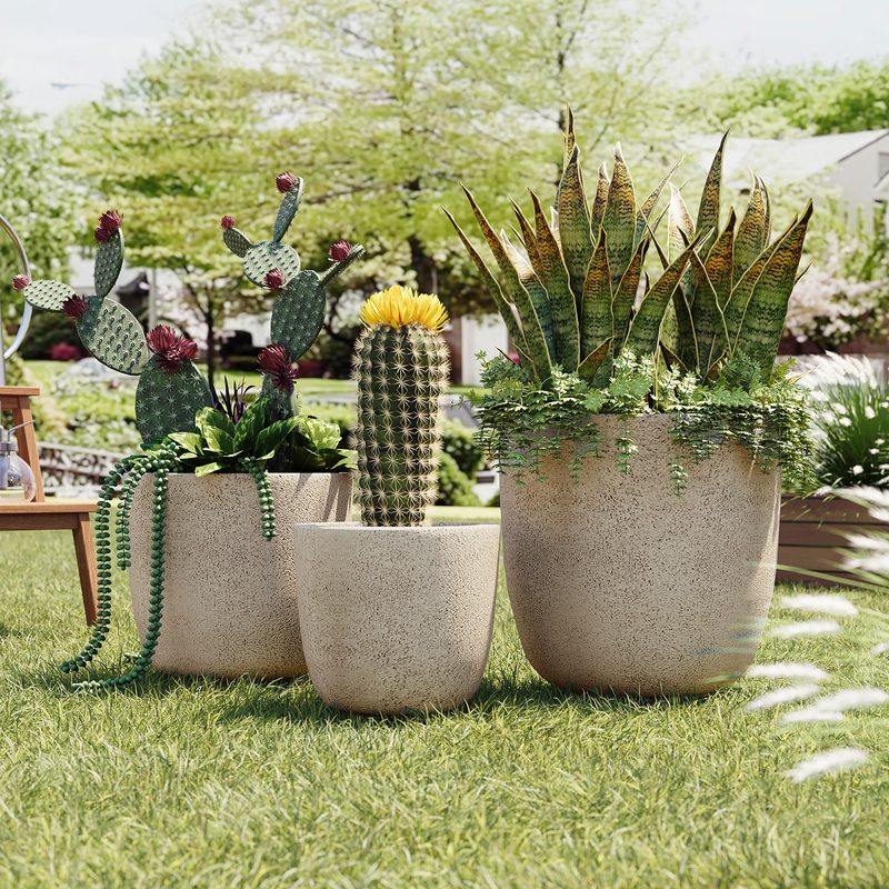 3-Piece Matte MGO Stackable Planter Set - image 2