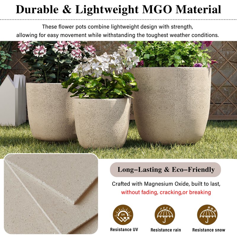3-Piece Matte MGO Stackable Planter Set - image 5
