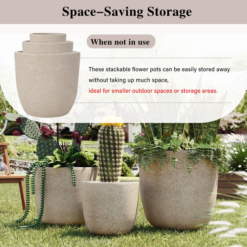 3-Piece Matte MGO Stackable Planter Set - image 7