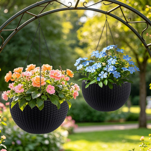 2-Pack 13.4-Inch Self-Watering Hanging Planters - image 1