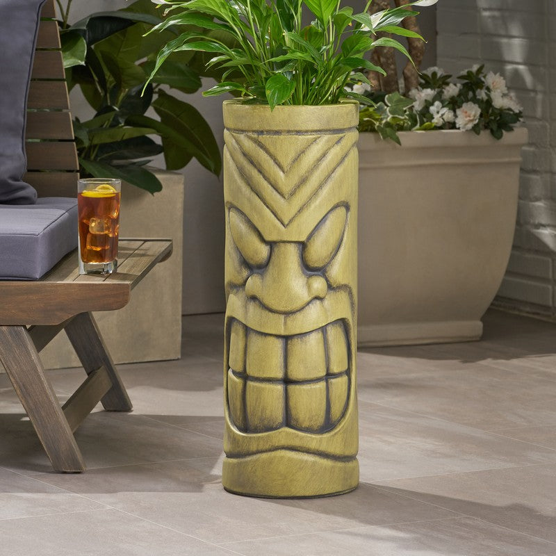 Antique Green Face Urn Planter - image 1