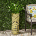 Antique Green Face Urn Planter - image 2