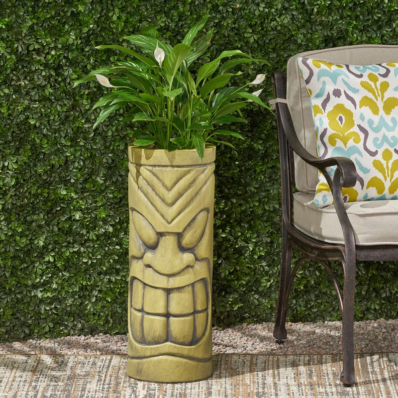 Antique Green Face Urn Planter - image 2
