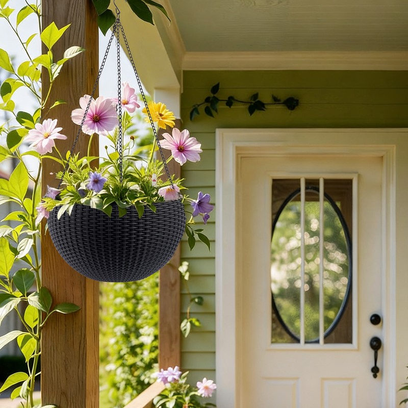 2-Pack 13.4-Inch Self-Watering Hanging Planters - image 2