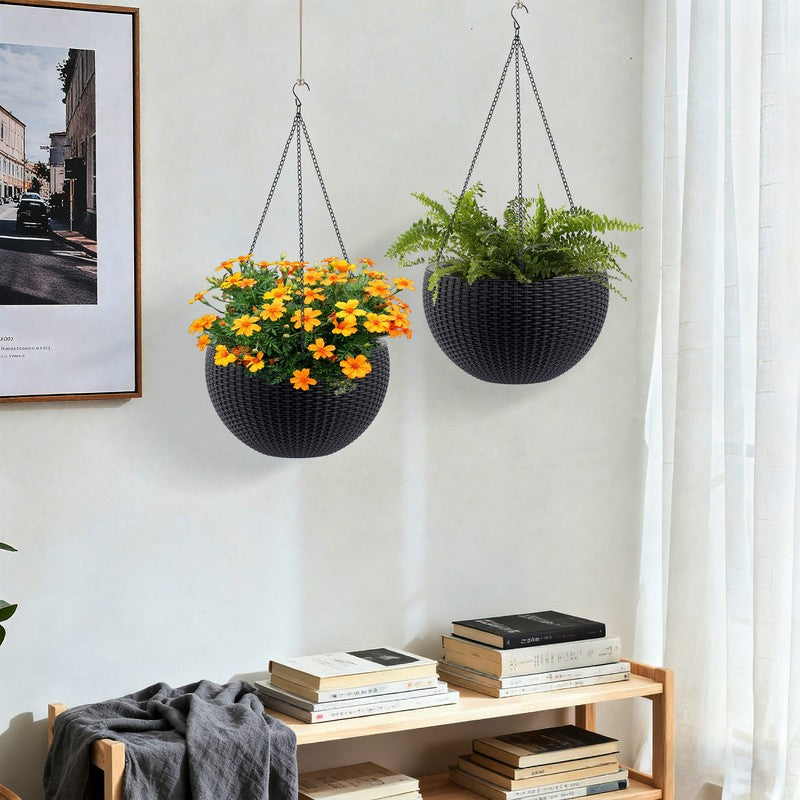 2-Pack 13.4-Inch Self-Watering Hanging Planters - image 4