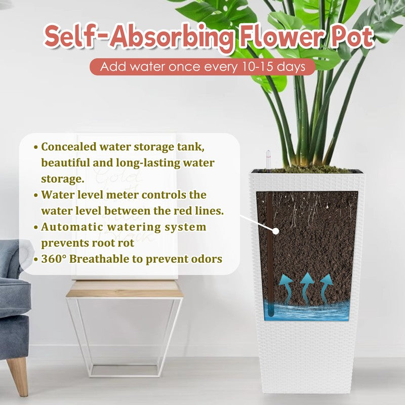30-Inch Self-Watering Tall Planter - White - image 4