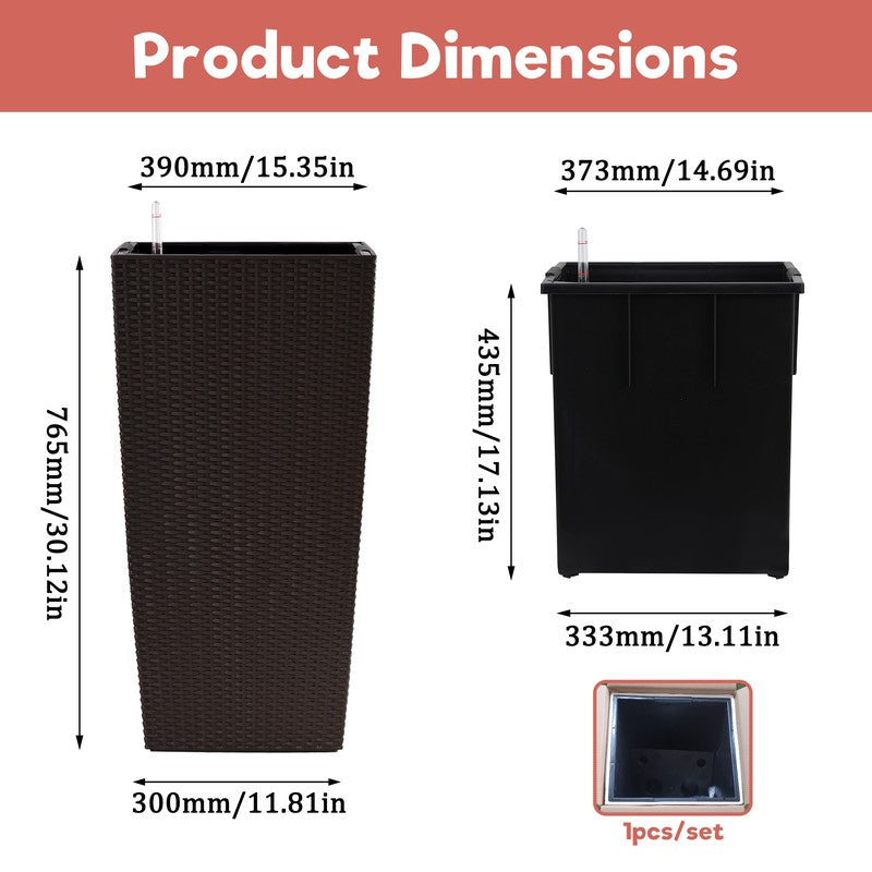 30-Inch Self-Watering Tall Planter - Brown - image 5